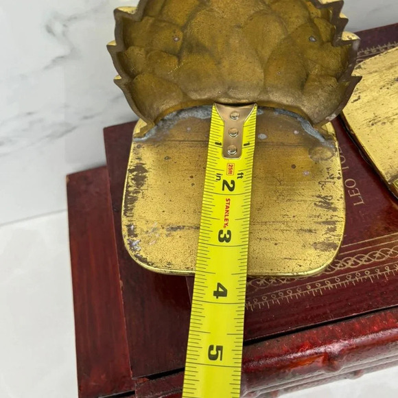 Vintage Solid Brass 2 Pineapple Shape Bookmarks Shelf Gold Size 7"x4" - Picture 2 of 10